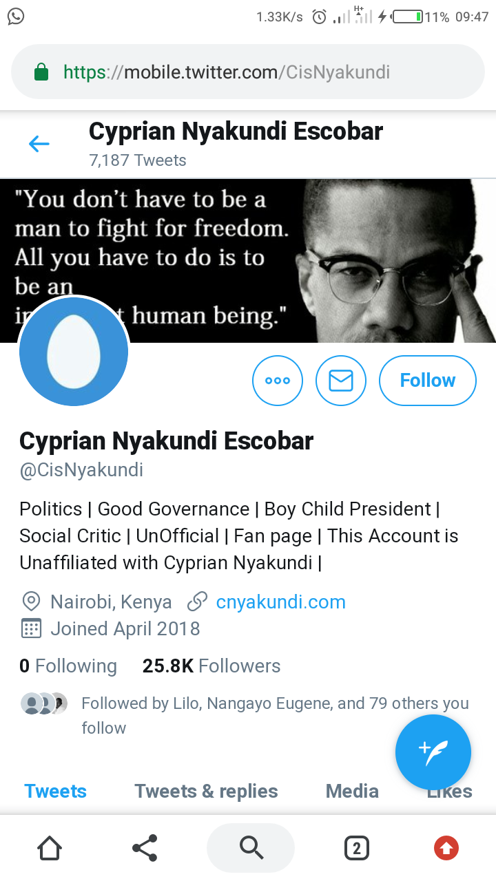 Blogger Cyprian Nyakundi slams impersonator running a Twitter account using his name