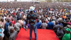 Azimio la Umoja leader Raila Odinga addressed supporters at Malemba Grounds in Kakamega county