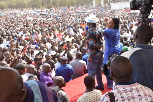 Raila Odinga addresses rally in Kisumu on February 18, 2023