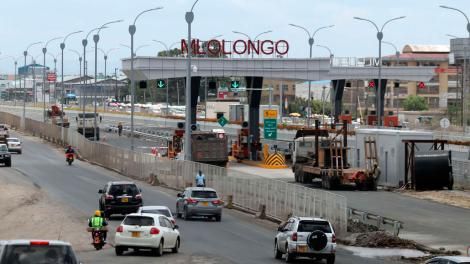Cars leaving a flyover near Mlolongo, along Mombasa Road