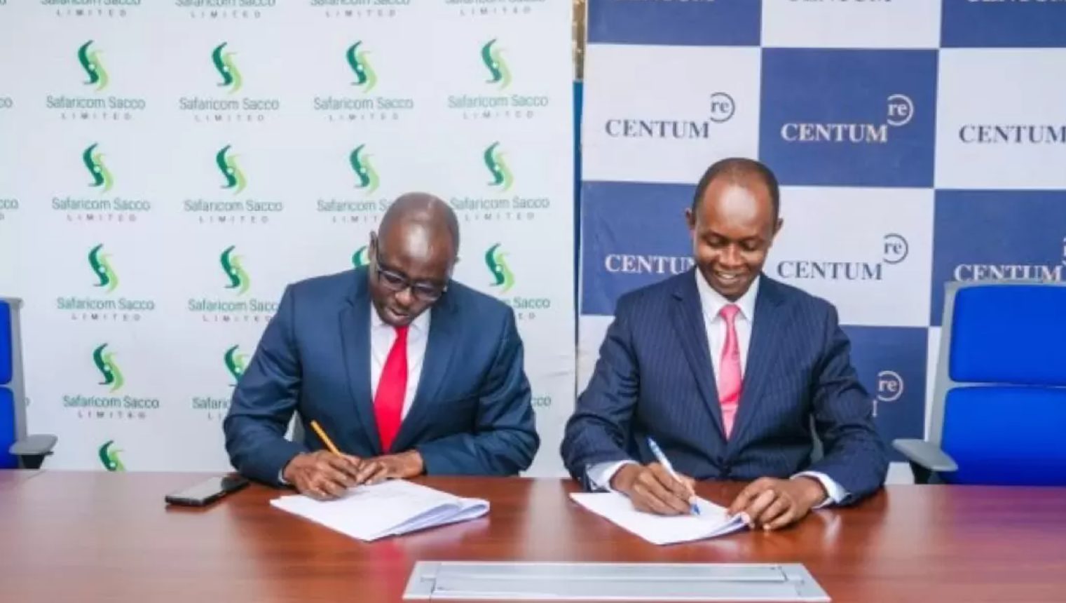Image of Centum Real Estate MD Kenneth Mbae With Safaricom Sacco Manager